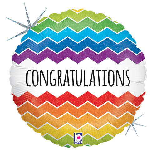 [G36172H-P] Chevron Congratulations Holo 18" - Grabo