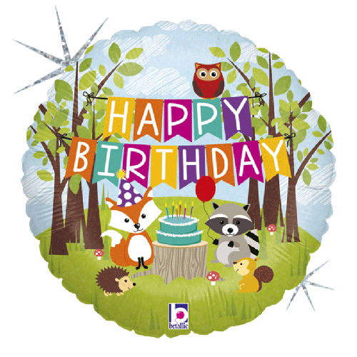 [G36178H-P] Woodland Birthday 18" - Grabo