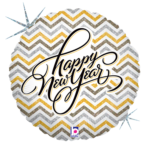 [G36199H-P] Metallic Chevron New Year Holo 18" - Grabo
