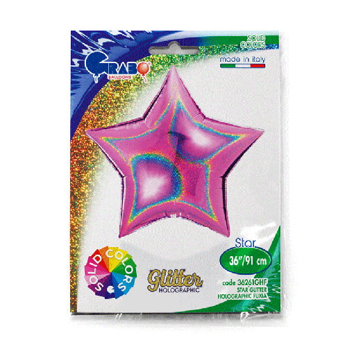 [G36261GHF-P] Étoile Glitter Holographic Fuchsia 36" - Grabo FDS