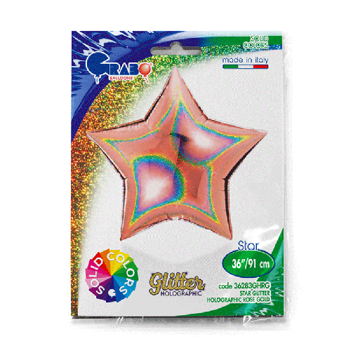 [G36283GHRG-P] Étoile Glitter Holographic Rose Gold 36" - Grabo