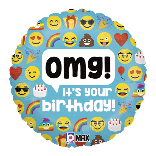 [G36697P-P] Emoji Omg Birthday 18" - Grabo