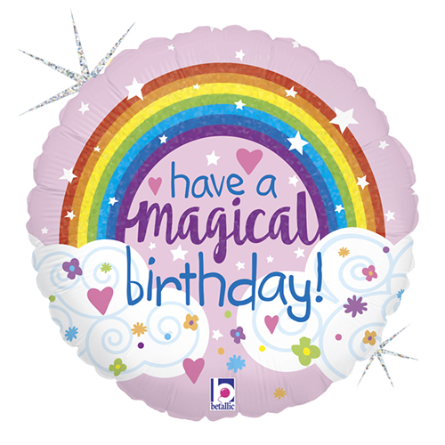 [G36698GH-P] Glitter Magical Rainbow Birthday 18" - Grabo