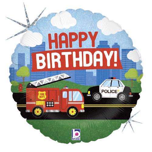 [G36702H-P] Emergency Vehicle Birthday 18" - Grabo