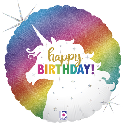 [G36882GH-P] Glitter Unicorn Birthday 18" - Grabo