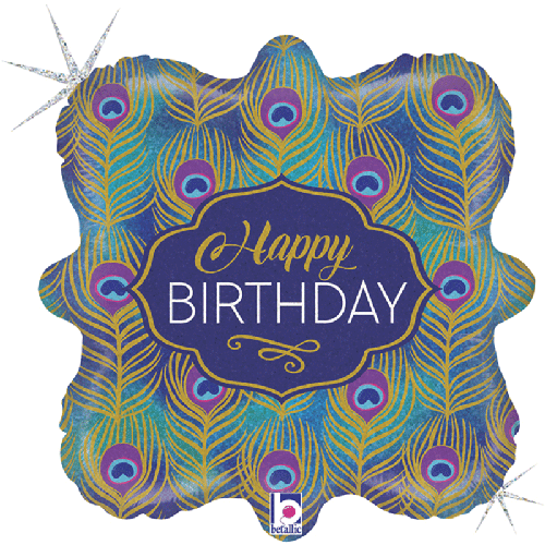 [G36900GH-P] Glitter Peacock Birthday 18" - Grabo - FDS