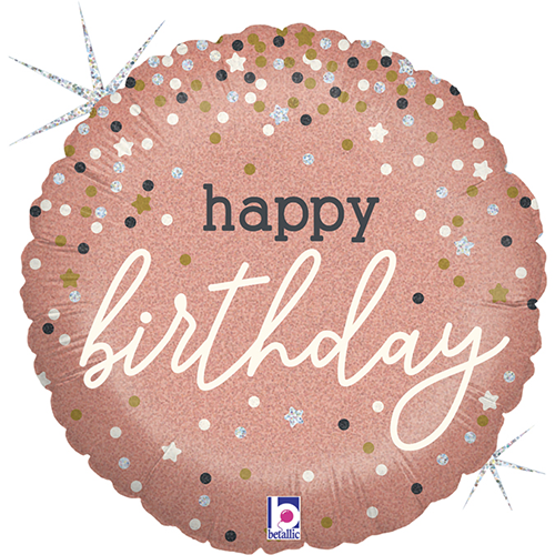 [G36985GH-P] Rose Gold Confetti B-Day 18" - Grabo