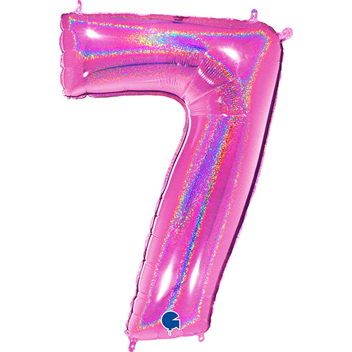 [G617GHF-P] Chiffre '7' Glitter Holo Fuchsia 40" - Grabo
