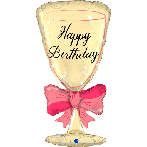 [G72027-P] Happy Birthday Glass with Ribbon 36" - Grabo