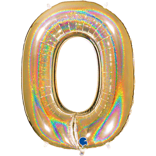 [G720GHG5-P] Chiffre '0' Glitter Holo Dorée G5 40" - Grabo