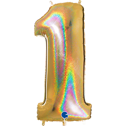[G721GHG5-P-FR] Chiffre '1' Glitter Holo Dorée G5 40" - Grabo