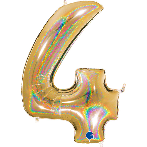 [G724GHG5-P] Chiffre '4' Glitter Holo Dorée G5 40" - Grabo