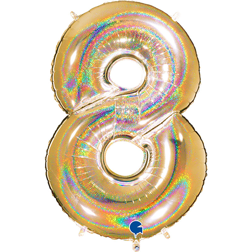 [G728GHG5-P] Chiffre '8' Glitter Holo Dorée G5 40" - Grabo