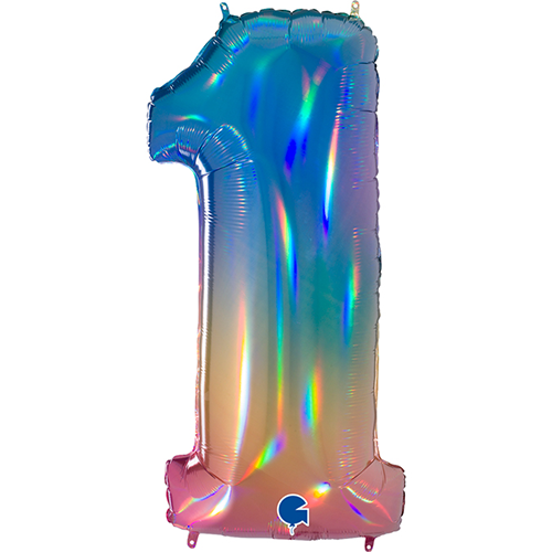 [G811RH-P] Chiffre '1' Colourful Rainbow 40" - Grabo