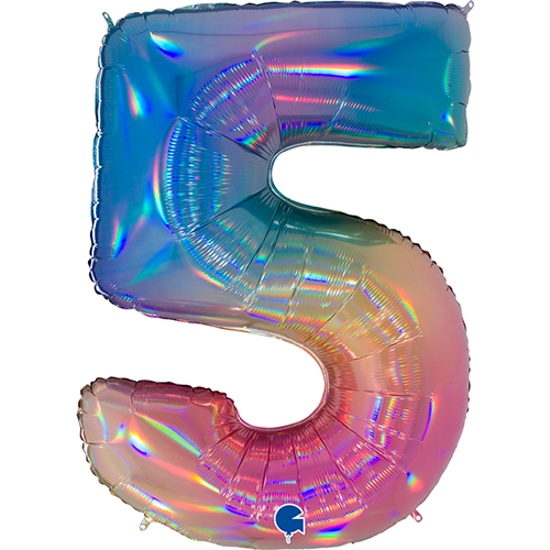 [G815RH-P] Chiffre '5' Colourful Rainbow 40" - Grabo