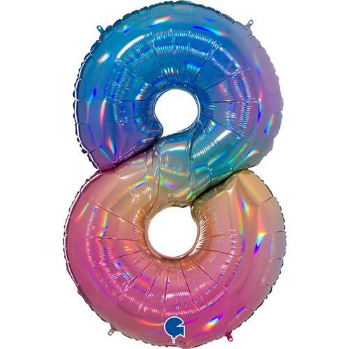 [G818RH-P] Chiffre '8' Colourful Rainbow 40" - Grabo