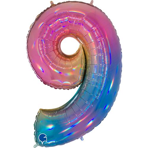 [G819RH-P] Chiffre '9' Colourful Rainbow 40" - Grabo