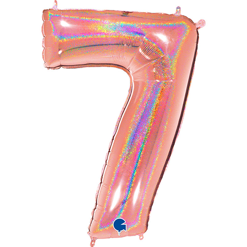 [G837GHRG-P] Chiffre '7' Glitter Holo Rose Dorée 40" - Grabo