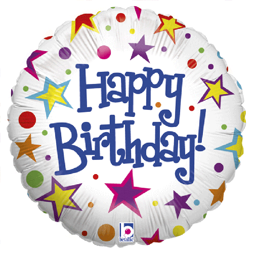 [G86181-P] White Bright Birthday 18" - Grabo