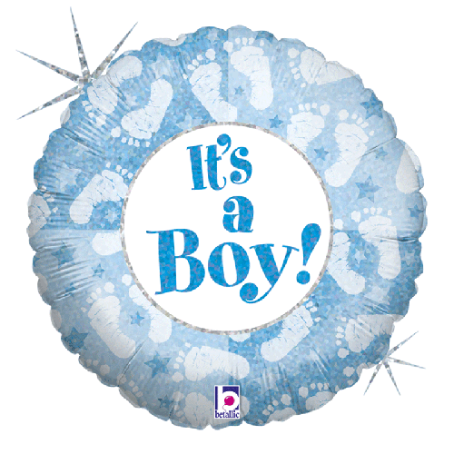 [G86367H-P] It'S A Boy Footprints 18" - Grabo