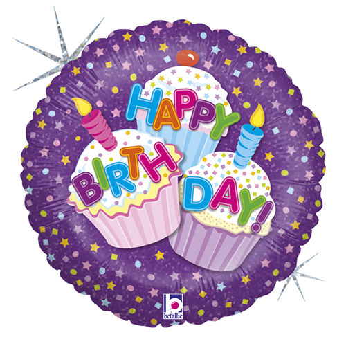 [G86587H-P] Happy Birthday Cupcake18" - Grabo
