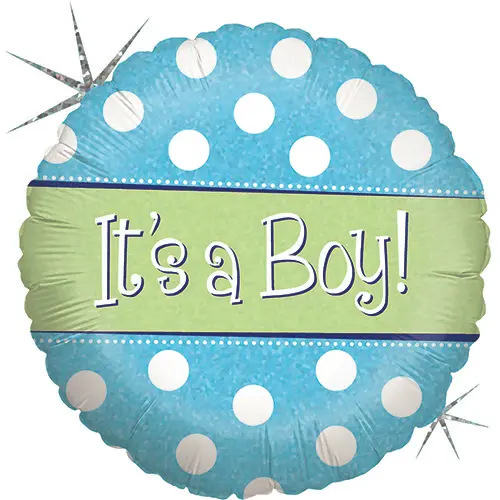 [G86761H-P-FR] Polka Dots It's A Boy Holo 18" - Grabo