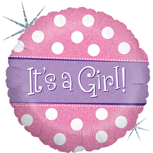 [G86762H-P-FR] Polka Dots It's A Girl Holo 18" - Grabo