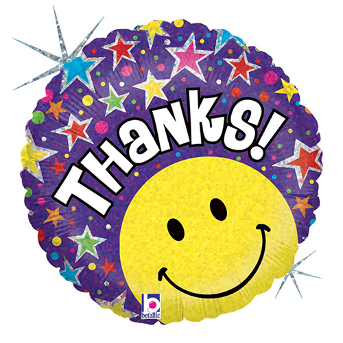 [G86766H-P] Smiley Face Thanks 18" - Grabo - FDS