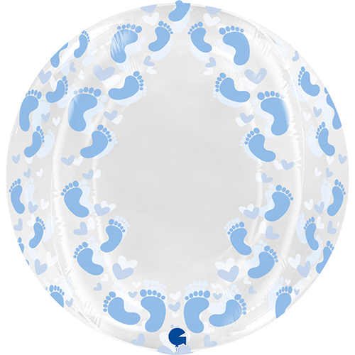 [GG74011SVT-P] Globe Transparent 19" Imprimé Petit Pied Bleu - Grabo