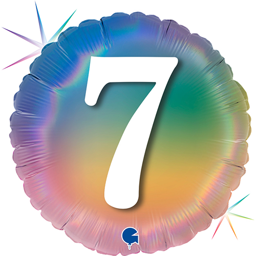 [GG78047RH-P] 1 Bal 18" Birthday "7" Holo Rainbow - Grabo