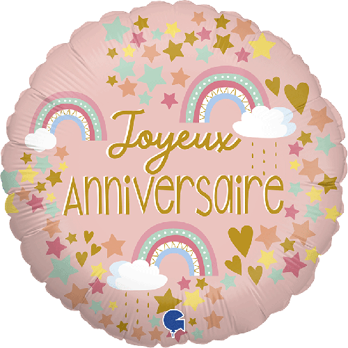 [GG78154-P] Joyeux Anniv Arc En Ciel 18" - Grabo