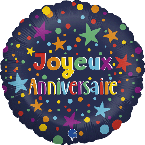 [GG78155-P] Joyeux Anniv Bleu Marine 18" - Grabo FDS