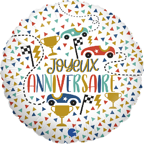 [GG78158-P] Joyeux Anniv Voitures 18" - Grabo FDS