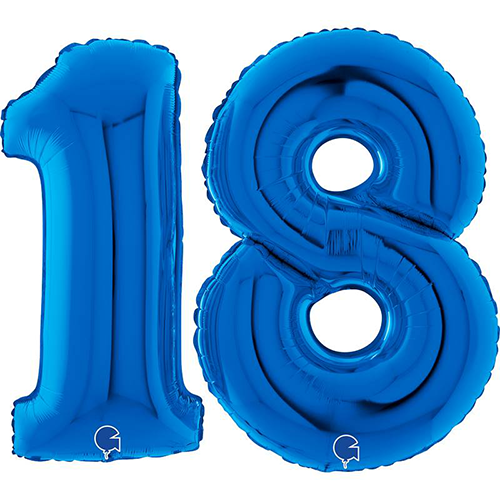 [GSET18B40-P] Set De Ballons 40" Chiffre 18 Bleu- Grabo