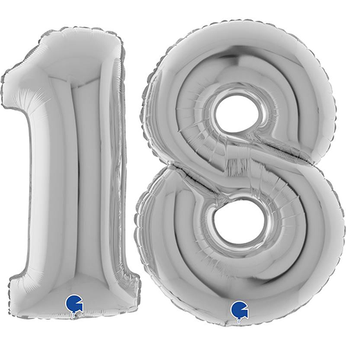 [GSET18S40-P] Set De Ballons 40" Chiffre 18 Argent- Grabo