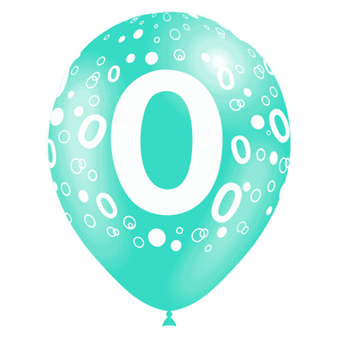 [11200*8-FR] 8 Ballons Hg112 Chiffre '0' Tat Assortis 12" - Balloonia