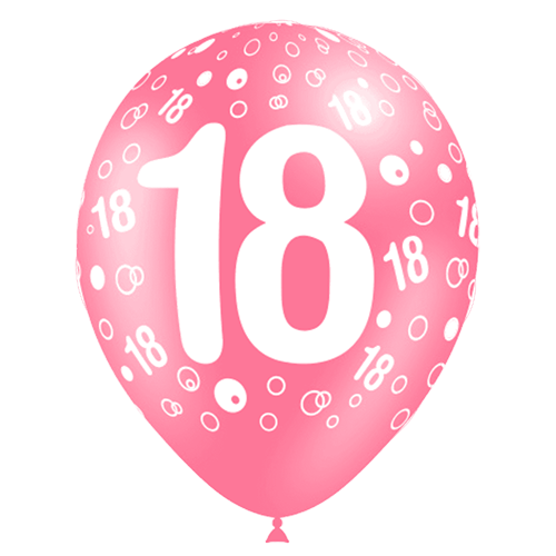 [112018*8] 8 Ballons Hg112 Imprimé Tat Chiffre 18 Assortis 12" - Balloonia