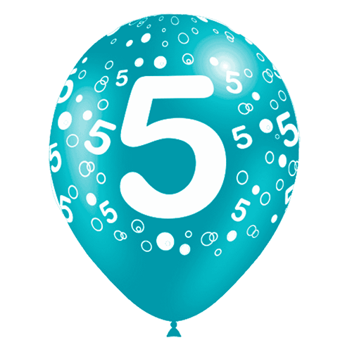 [11205*8] 8 Ballons Hg112 Chiffre 5 Tat Assortis 12" - Balloonia