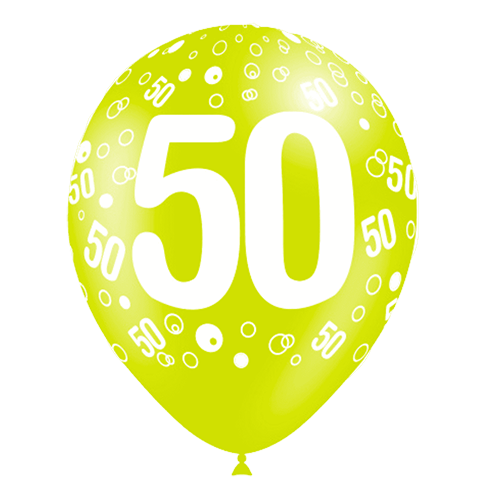 [112050*8] 8 Ballons Hg112 Imprimé Tat Chiffre 50 Assortis 12" - Balloonia