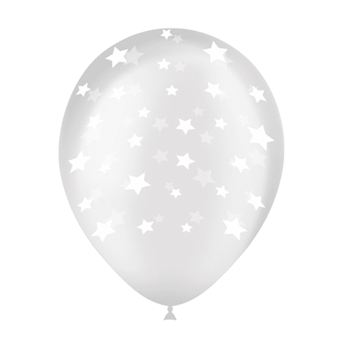 [112C0043*8] 8 Ballons Hg112 Transparent Imprimé Tat Etoiles 12" - Balloonia