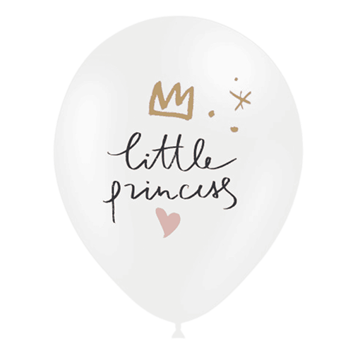 [112P2098*8] 8 Ballons Hg112 Blanc Imprimé Little Princess 12" - Balloonia