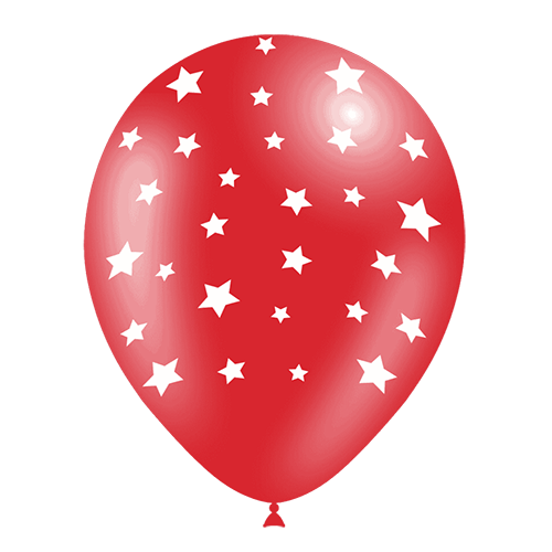 [112P2543*8] 8 Ballons Hg112 Rouge Imprimé Tat Etoiles 12" - Balloonia