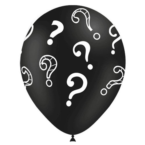 [112P41110*8] 8 Ballons Hg112 Noir Imprimé Point D'Interrogation 12" - Balloonia