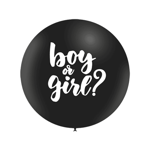 [2FTP41129] 1 Latex 2' Noir Imprimé Boy Or Girl - Balloonia