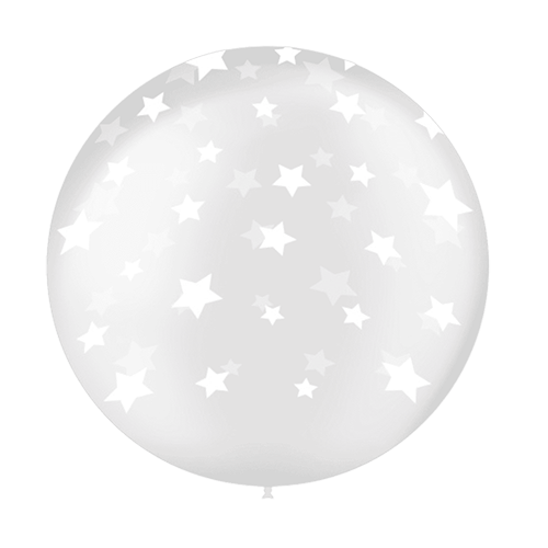 [3FTC0043] 1 Latex 3' Transparent Imprimé Tat Etoiles - Balloonia