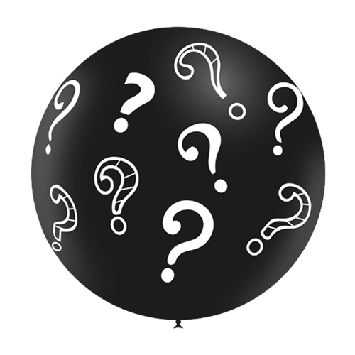 [3ftp41110] 1 Latex 3' Noir Imprimé Tat Point Interrogation - Balloonia