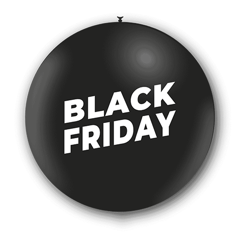 [3FTP41120AIR] 1 ballon 3' noir imprimé black friday SENS AIR 4 faces - Balloonia