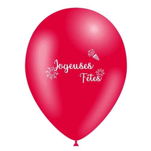 [GBS1207RG] 8 Bal 12" Hg95 Joyeuses Fetes Rouge Sens Hélium 1 Face - Balloonia