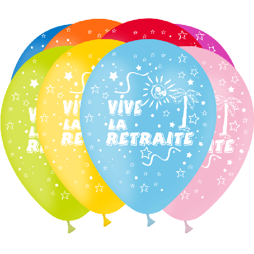 [GBT1238-FR] 8 Ballons 12" Hg95 Retraite Assortis – Balloonia