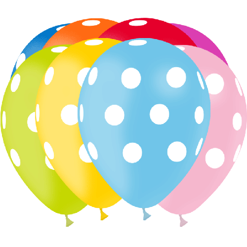 [GBT1281] 8 Ballons 12" Hg112 Pois Assortis – Balloonia